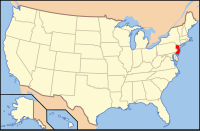ニュージャージー州の位置を示したアメリカ合衆国の地図