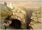 Convent of St Saba 4 April 1839. Lithograph by Louis Haghe from an original by David Roberts