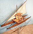Image 27Model of a Fijian drua, an example of an Austronesian vessel with a double-canoe (catamaran) hull and a crab claw sail (from Pacific Ocean)