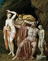 Prometheus, Merkur und Pandora auf einem Gemälde von Josef Abel, 1814. Heutiger Standort unbekannt