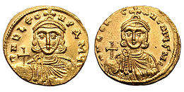 Lav III Isavrijanac i njegov sin Konstantin V na zlatniku iskovanom u Carigradu između 737. i 741. godine.