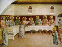 Communion of the Apostles, by Fra Angelico, with donor portrait, 1440–41