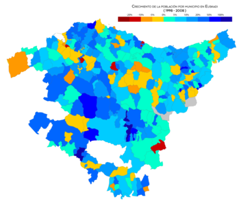 Crecimiento de la población por municipio (1998-2008)