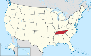 Map of the United States with Tennessee highlighted