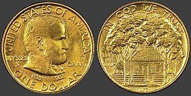 Image of Grant on the One dollar gold piece, depicting date of mintage, 1922
