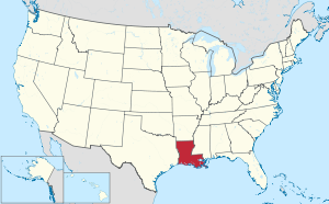Map of the United States with Louisiana highlighted
