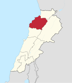 Map of Lebanon with North Governorate highlighted