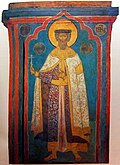 Saint Alexander Nevsky, 1666 fresco in the Cathedral of the Archangel, Moscow