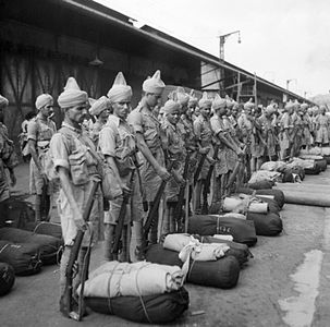 Newly arrived Indian troops on the quayside in Singapore, November 1941