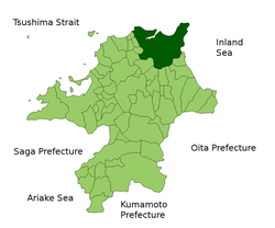 Elhelyezkedése Fukuoka térképén