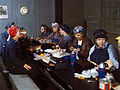 Roundhouse wipers at lunch, Clinton, Iowa, April 1943