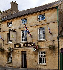 The Bell Inn in Moreton-in-Marsh may have inspired Tolkien to create The Prancing Pony inn at Bree.[15]