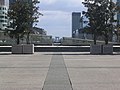 Slavolok zmage iz La Défense, 5 km (3 milje) stran, ki prikazuje, kako natančno je poravnana os.