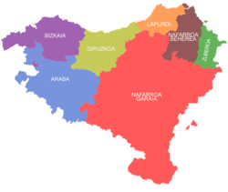Sedem zgodovinskih provinc je običajno vključenih v opredelitev Baskije