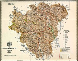 Sáros vármegye domborzati térképe