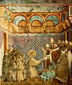 教皇インノケンティウス3世に謁見するフランチェスコの一行（ジョットによる壁画、アッシジ、1305年頃）