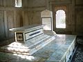 Inside Iqbal's mausoleum, a marble cenotaph