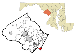 Location of Takoma Park in Maryland