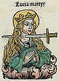 Illustrazione di santa Lucia nelle Cronache di Norimberga, 1493