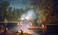 Spearing Salmon By Torchlight, lukisan minyak oleh Paul Kane