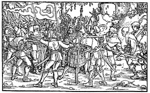 Мятежные крестьяне (деревянная фреска XVI века из Аугсбурга)