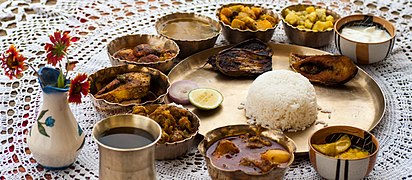A fancy arrangement of Bengali food