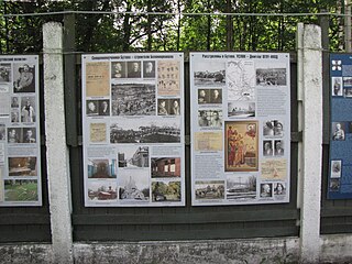 Mural displaying images of victims at Butovo