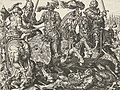 Gevangename van Frans I tijdens de slag van Pavia, 1525 Overwinningen van Karel V (serietitel) Divi Caroli. V. imp. opt. max. victoriae, ex multis praecipuae (serietitel), RP-P-1950-201B (cropped).jpg
