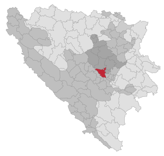 Lage der Gemeinde Visoko in Bosnien und Herzegowina (anklickbare Karte)