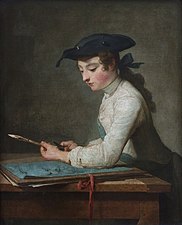 The Draftsman (1737), oil on canvas, 80 x 65 cm., Louvre