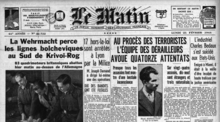 Numérisation de la manchette du journal Le Matin.