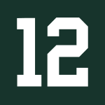 White number 12 on green background