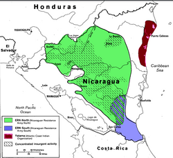 Insurgency area in Nicaragua (1988)​​‌