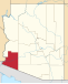 Harta statului Arizona indicând comitatul Yuma