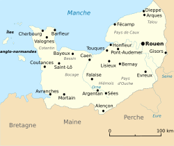 фр. Duché de Normandie: історичні кордони на карті