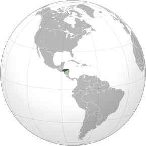 Localizarea Hondurasului în Emisfera de Vest
