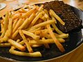 Steak frites is a simple and popular dish.