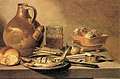 Пітер Клас. «Натюрморт з пивним глеком, оселедцем і побутовими речами», 1644 р.