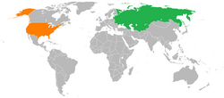 Map indicating locations of Soviet Union and United States