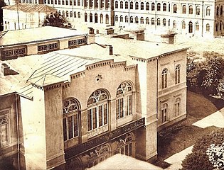 Muzeul Municipiului București (aka Palatul Suțu, Bulevardul Ion C. Brătianu nr. 2), așa cum arăta inițial, de Conrad Schwink și Johann Veit, 1833–1835[31]