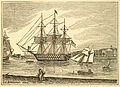 Hospital visible in the background (right) in an 1843 engraving of Portsmouth