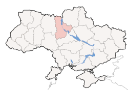Vị trí của Kyiv Oblast (đỏ) ở Ukraina (xanh)