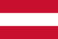 Прапор Австрії має три однаково широкі смуги (1:1:1) - правильно "срібна (біла) смуга на червоному тлі".[1] Офіційний прапор показує федерального орла (повторюючи кольори в серцевому щиті).