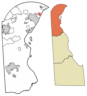 Location of Bellefonte in New Castle County, Delaware.