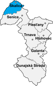 Poloha okresu Skalica v Trnavskom kraji (klikacia mapa)