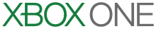 The Xbox One logo is a white shaded sphere with a green "X" on it followed by the green text "XBOX" and the gray text "ONE".