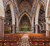 Historicist architecture (in this case Gothic Revival): Interior of the All Saints (London), 1850–1859, by William Butterfield