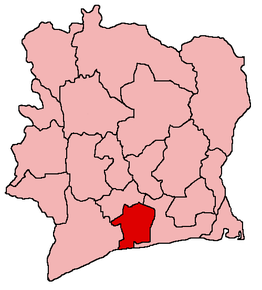 Harta districtului Sud-Bandama în cadrul statului Coasta de Fildeș