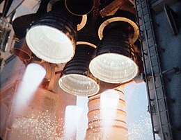 The Space Shuttle Main Engines igniting before liftoff