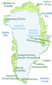 Grönland siyasi ve fiziki haritası